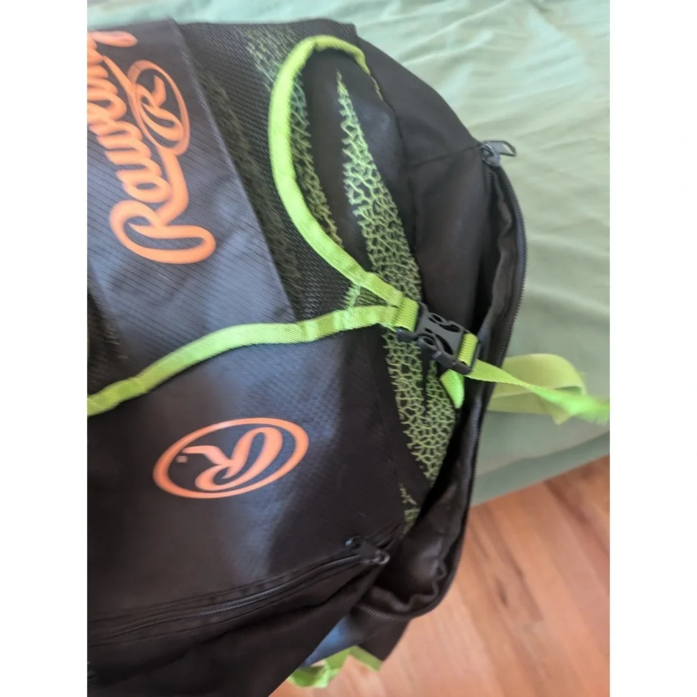 Rawlings Backpack Black/Green Canvas Zippered